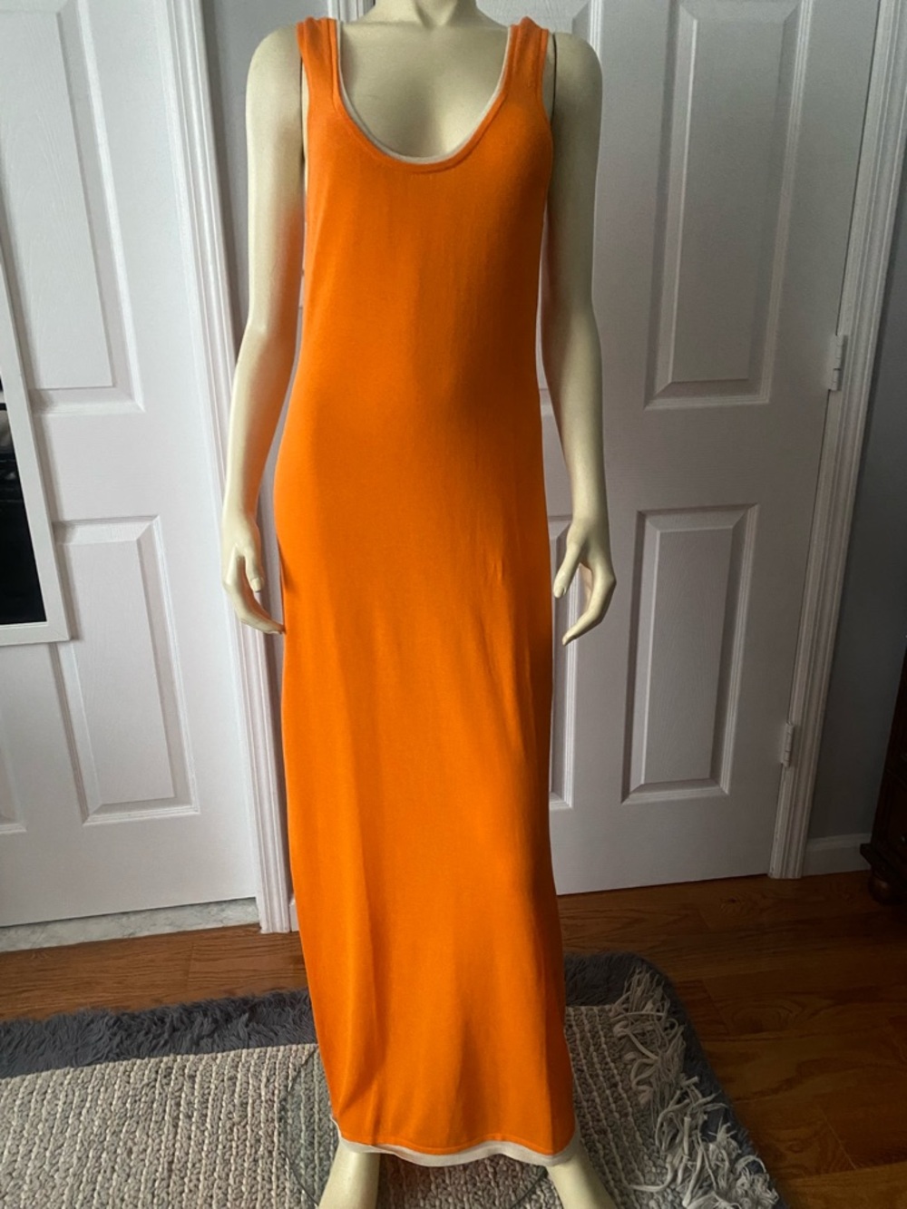 Zara Sleeveless Orange Maxi Dress - Classic Scoop Neck/ Size Large